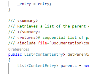 Xml comments from .net source code.